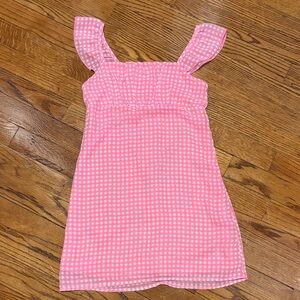 Girls’ Art Class Pink Gingham Dress with Zipper